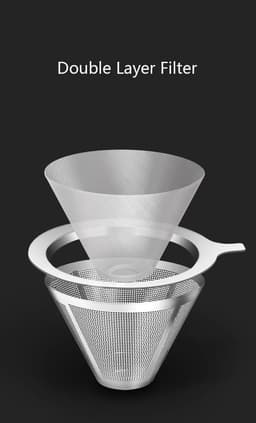 Pour Over Koffiezetapparaat Glas - Perfecte Smaak Zonder Filterpapier - Dubbele RVS Filter - Hittebestendig Borosilicaat Glas - Handmatige Koffiebereider Voor Thuis Reizen Camping - Coffee Dripper Filter Koffie Maker — thumbnail 2