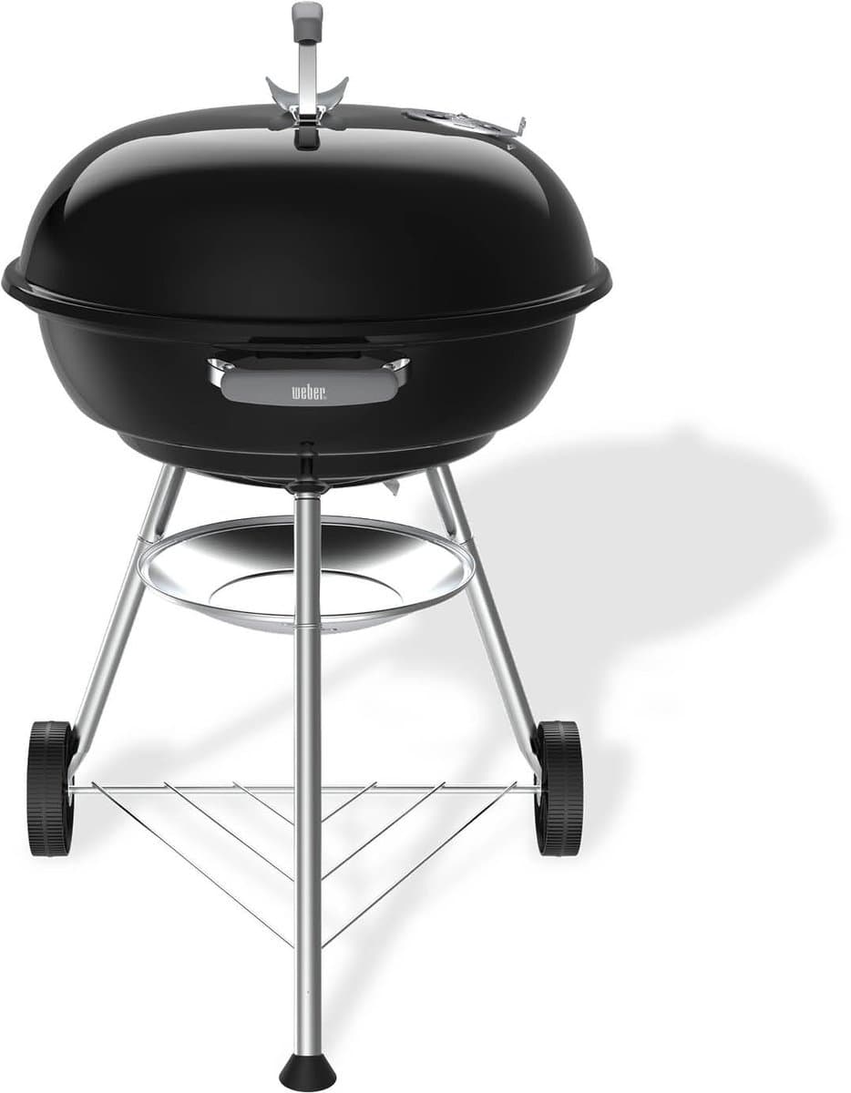 Weber Compact Kettle - Ø 57 cm Grillrooster - Houtskoolbarbecue - Zwart - Asopvangschaal - 2 Duurzame, weerbestendige wielen - Handige dekselhaak - Kras- en roestbestendig — afbeelding 1