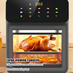 Luchtfriteuse Combinatie - Heteluchtoven Droogapparaat - Gezond Koken - Dubbele Temperatuurzones - 15 Liter - Zwart — thumbnail 4