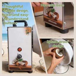 Kokosschraper Elektrisch - Kokosrasp Machine - Kokosvlees Verwerken - 3 Snelheden Instelbaar - 35 kg/u - Zilver — thumbnail 2