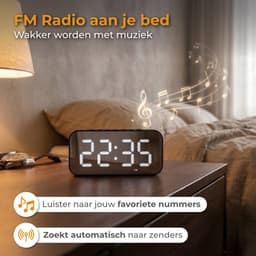 Nuvance Wekkerradio - Digitale Wekker Slaapkamer - Radiowekker - 2 Alarmen - Dimfunctie - Wekkers Digitaal - Klokradio met Wekker — thumbnail 3