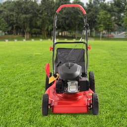 Benzine Grasmaaier - Gazonmaaier Tuinmachine - Gazon Onderhoud - Krachtige 5 pk Motor - 51 cm Maaibreedte - Zwart Rood — thumbnail 3