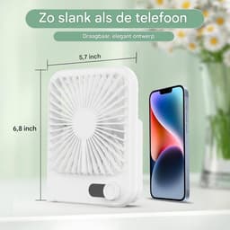 carmdering - Draagbare Ventilator - Oplaadbare Tafelventilator - Persoonlijke Bureauventilator - Digitaal Display - 100 Verstelbare Snelheden - ABS Kunststof - Ultra Stil Design - Ideaal Voor Reizen En Slaap -Wit- 1 Stuk — thumbnail 2