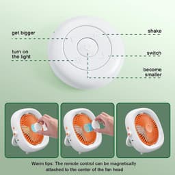 Draagbare Plafondventilator en Wandventilator met Afstandsbediening - Oplaadbare Bureauventilator met 4000mAh Accu en Verlichting - Automatisch Oscillerende Mini Ventilator voor Camping, Camper en Slaapzaal — thumbnail 2