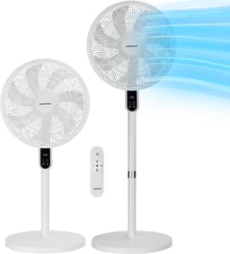 Aigostar Statiefventilator - Staande Ventilator met Afstandsbediening - 3 Snelheden - in Hoogte Verstelbaar - 7 bladen - Stille Ventilator - 50W - Wit — thumbnail 1