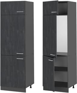 Koelkast ombouwkast - Keukenmodule Hoge kast - Keuken Inrichten - Naadloze Integratie - 60 cm breed - Zwart beton — thumbnail 5