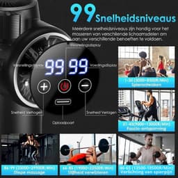 SNJY® Massage Gun - Massage Apparaat - Massage Pistool Professioneel - 99 Snelheden - 8 Massagekoppen - Zwart — thumbnail 2