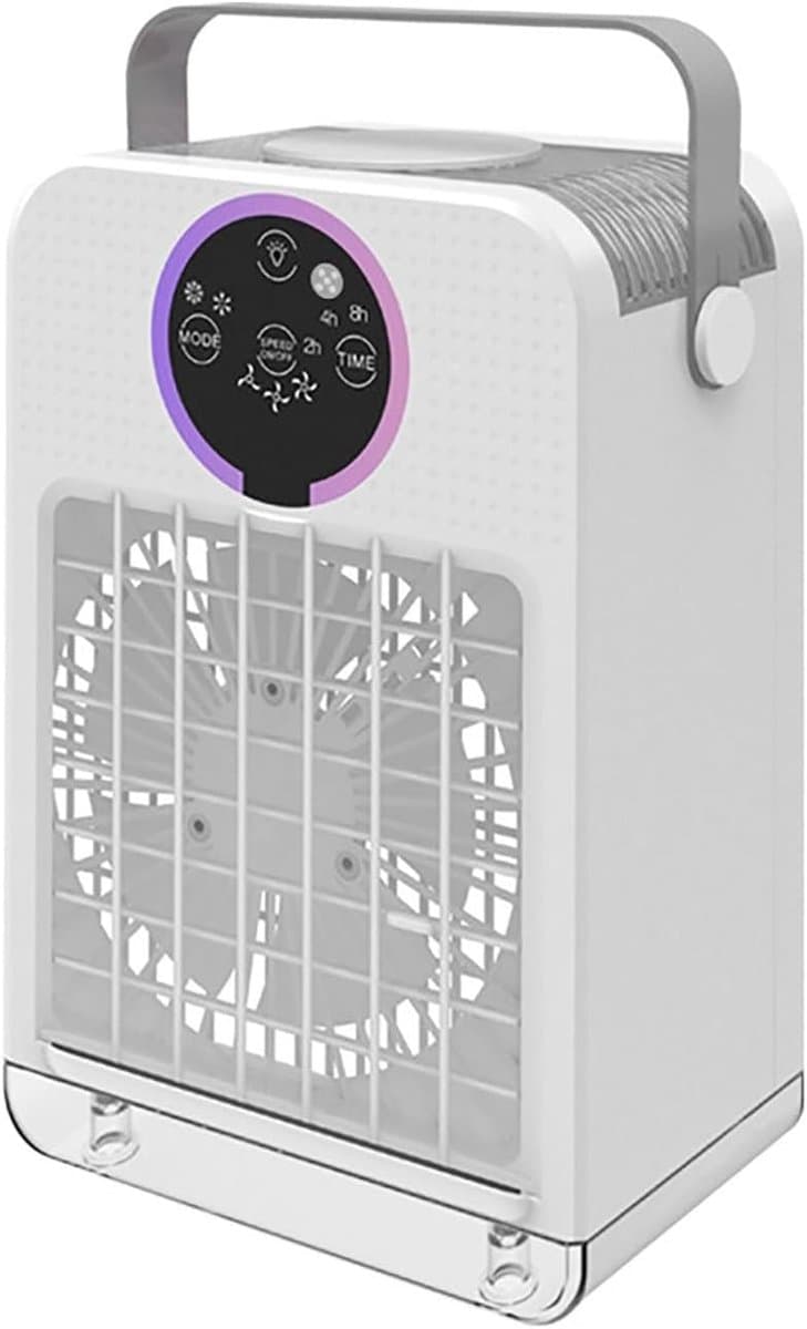 KZQ Mini-Koelventilator met afstandsbediening – 3 snelheden, 2 nevelmodi, 700 ml watertank, 7 kleuren nachtlicht, timer (2-8 uur) — afbeelding 1