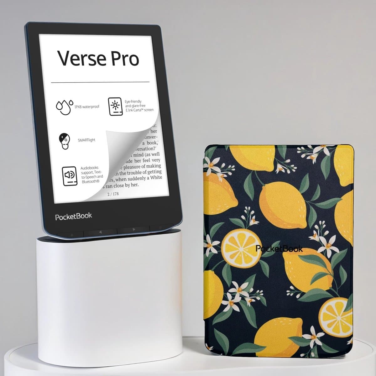 PocketBook Verse Pro e-reader Azure – 6 inch – 16 GB – waterdicht + Citroen / Lemon Print Hoesje – voordeelbundel — afbeelding 1