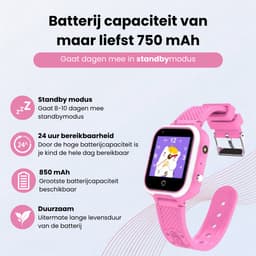 WB Goods Kinder Smartwatch - GPS Horloge Kind - Smartwatch Kinderen - Kinder GPS Tracker - 4G & SMS - Roze - Met Nederlandse Taal — thumbnail 3