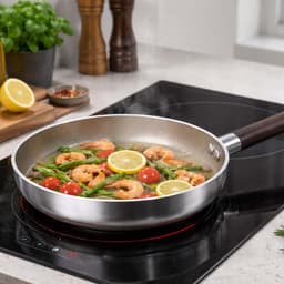 Cheffinger, Anti-aanbakkoekenpan 24 cm, geschikt voor inductie, met handvat in houtlook, Zilver — thumbnail 2