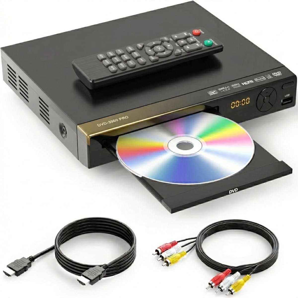 Livista DVD Speler Met HDMI - Full HD 1080P - Afstandsbediening - USB - HDMI/RCA - Zwart — afbeelding 1