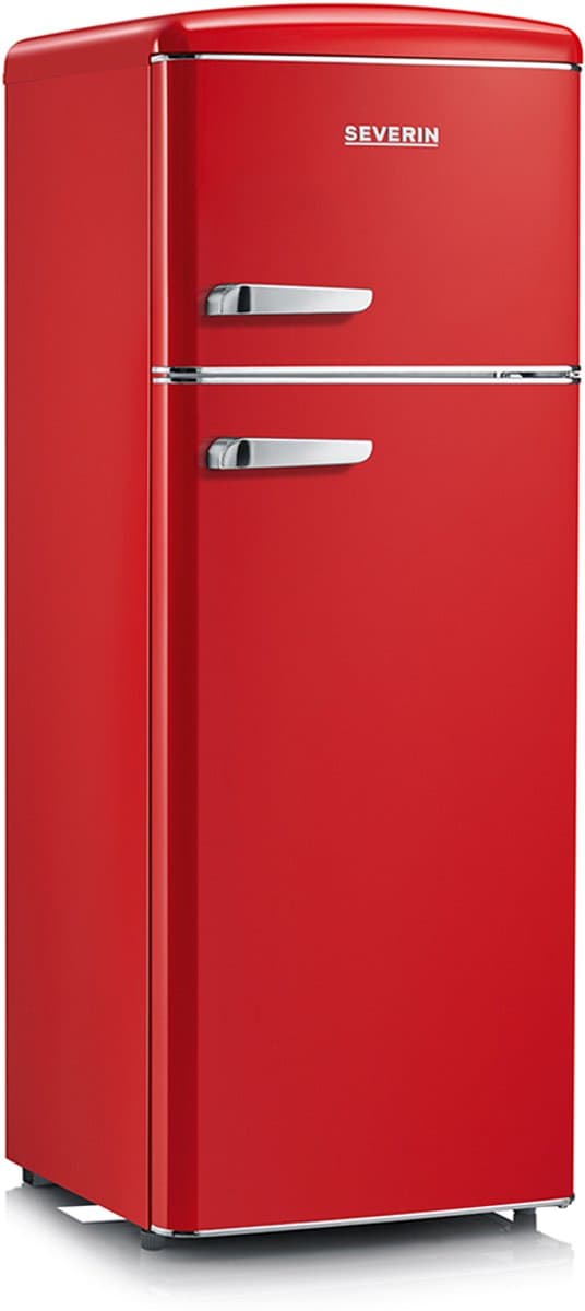 Severin RKG 8944 Retro Koel-vriescombinatie Dubbeldeurs – 206L – Rood – LED Verlichting – Energiezuinig — afbeelding 1