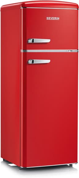 Severin RKG 8944 Retro Koel-vriescombinatie Dubbeldeurs – 206L – Rood – LED Verlichting – Energiezuinig — thumbnail 1