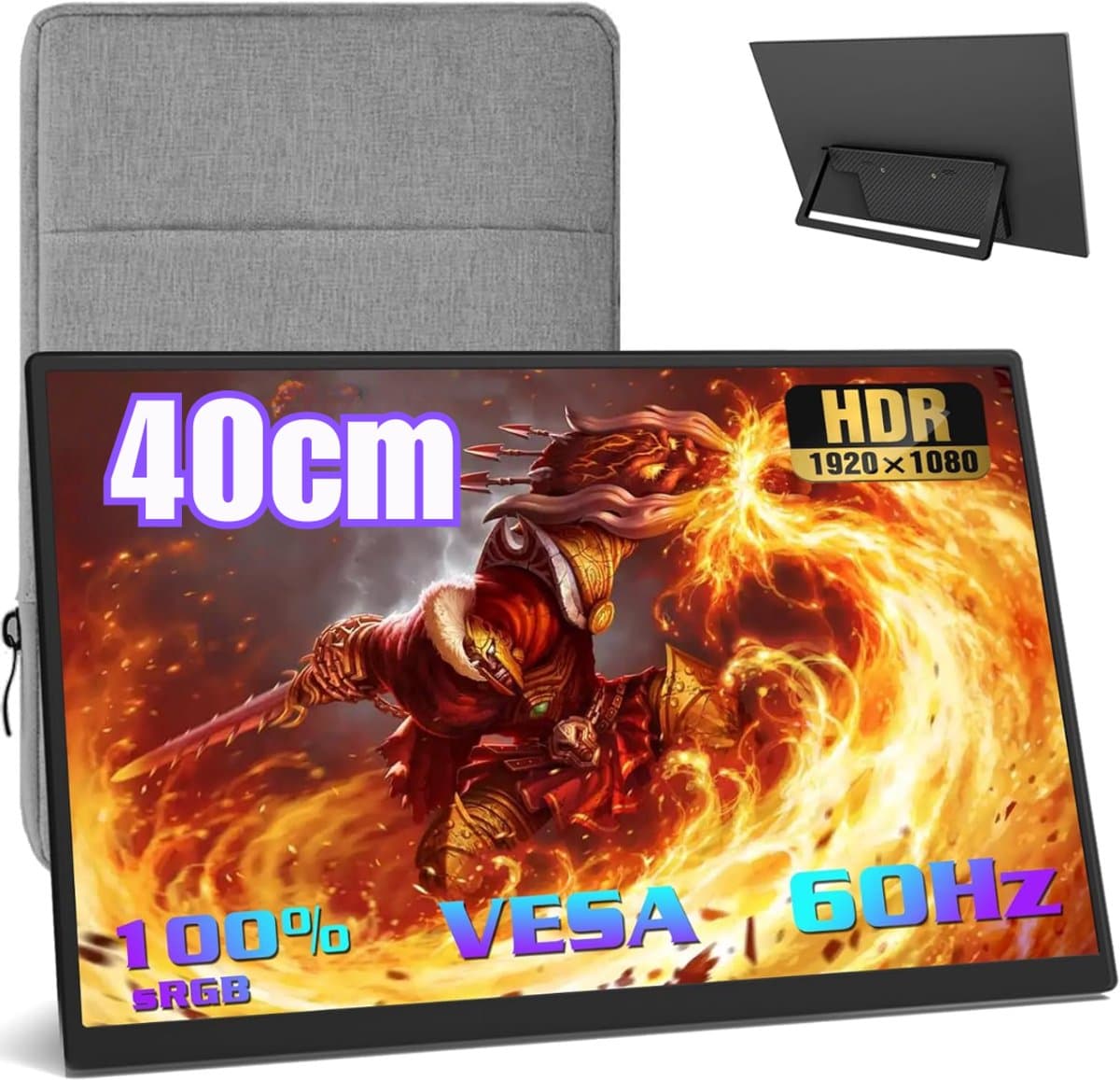 AHD® Portable Monitor - Draagbare Monitor - Portable Monitoren - Portable Monitor Laptop - Zwart - 36cm x 21cm x 1cm — afbeelding 1
