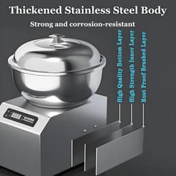 Deegkneder Machine - Broodmixer Bloemkneedmachine - Bakken Brood Pizza - Dubbele Rotatie Motor - 8 kg Capaciteit - Zilver — thumbnail 4