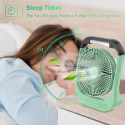 Camping ventilator 10000mAh oplaadbaar - Tafelventilator met LED lamp, timer, 4 snelheden en 180° rotatie — thumbnail 5