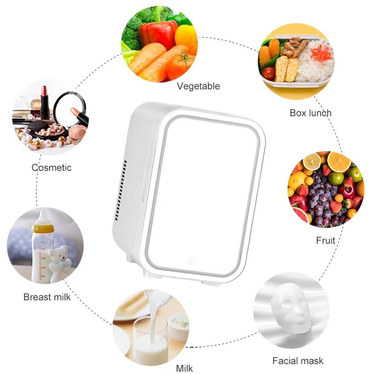 Cherrys Finds - Mini Koelkast - Beauty Koelkast - Make-up koelkast - Koelkast voor onderweg - 4L - Cosmetische opslag - LED spiegel - Draagbare koelkast - Cosmetica koeling - Camping - Tafelmodel — afbeelding 1