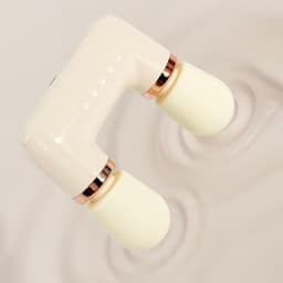 Percussie Massager - Mini Massage Gun - Spierherstel - Dubbele Kop - 18 x 15.2 x 5 cm - Crèmegeel — thumbnail 4