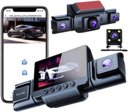 Dashcam Auto 360 graden - 4 camera's-1080p Full-HD, Inclusief 64GB geheugenkaart, wifi, nachtzicht, G-sensor, bewegingsdetector, 3 inch IPS-display, waterdicht, loop-opname,trigger bij ongevallen-WDR — thumbnail 1