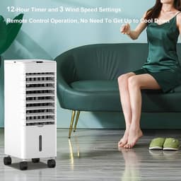 Mobiele Air Cooler - Persoonlijke Ventilator - Ruimte Koelen - Stille Werking 40dB - 4L Tank - Wit — thumbnail 4