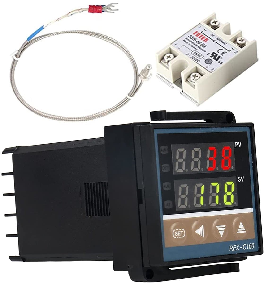 aladdien - REX-C100 LED PID-controllerkits - Digitale thermostaat - Slimme temperatuurregeling - Alarmfunctie - AC110V-240V - Geschikt voor industri... — afbeelding 1
