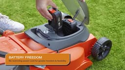 Accu Grasmaaier - Draadloze Grasmaaier - Gazon Onderhoud - Snijden tot aan de rand - 34cm Snijbreedte - Oranje Grijs — thumbnail 5