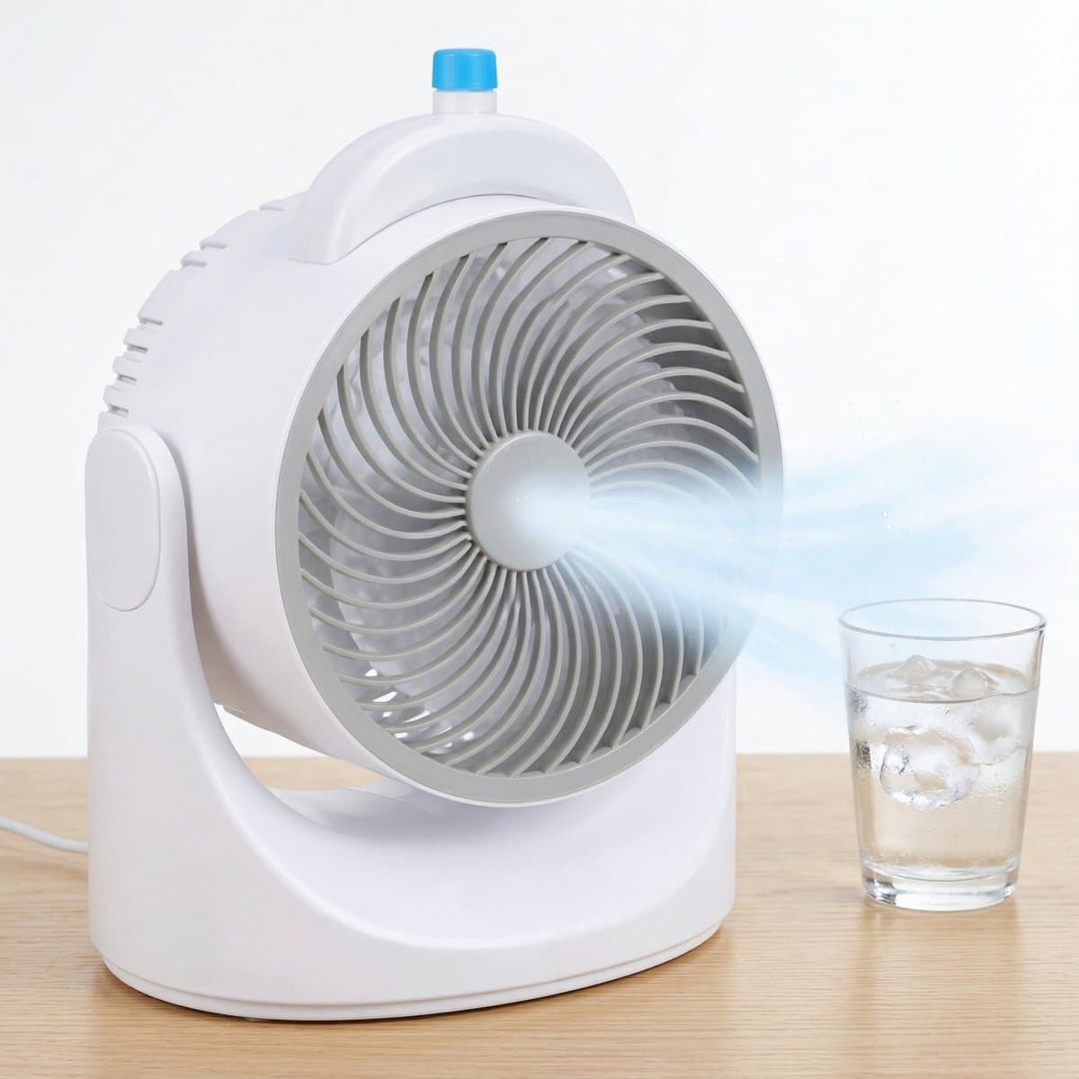 Cheqo® Tafelventilator met Koelelement - Mini Ventilator - Aircooler - Luchtkoeler - USB Ventilator - Mini Airco - Bureau Ventilator - Ventilator met Water - Waterkoeling - LED Verlichting - Draagbare Ventilator - Air Cooler — afbeelding 1