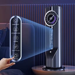Mini aircooler - 6 snelheden, USB, watertank, timer, luchtkoeler voor bureau slaapkamer en thuiswerkplek - Grijs — thumbnail 4