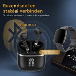 Golden Sound Oortjes draadloos - Draadloze oordopjes - Oortjes - Bluetooth oordopjes - 30 uur batterijduur - Sport oordopjes - Earpods - Led Display - Noise Cancelling - Zwart — thumbnail 2