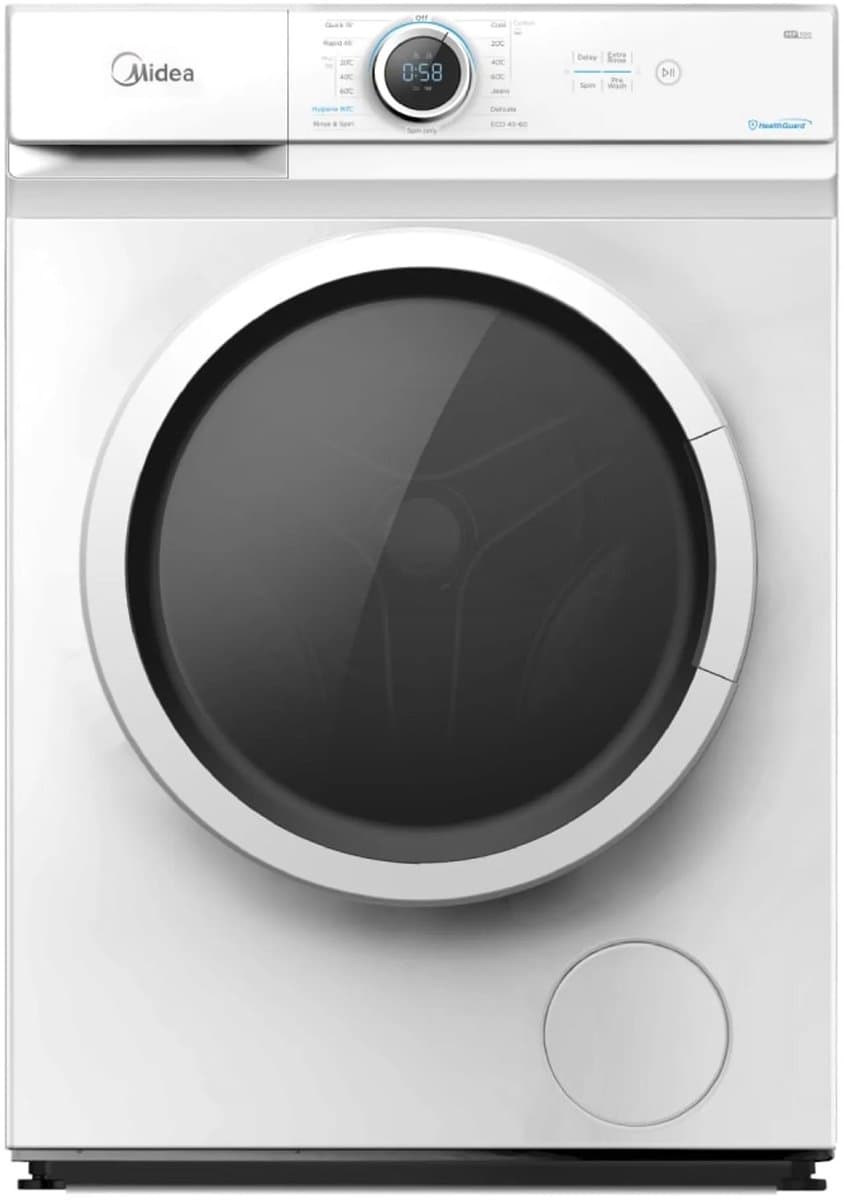 Midea MF100W70BA/W-HR - Wasmachine - Vrijstaand - 1400 rpm - 72 dB - 7 kg nominale capaciteit - Wit - Voorlader - A label - 45 l Waterverbruik (per cyclus, programma eco 40-60) — afbeelding 1