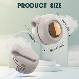 Miniventilator - Stille ventilator zonder bladen - Clipventilator - USB-oplaadbare ventilator - Draagbare clipventilator - Nekbandventilator - USB-oplaadbaar - Instelbare windsnelheid - Geschikt voor buiten, op reis en op kantoor - Beige — thumbnail 2