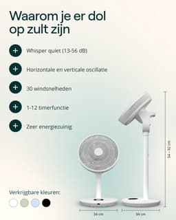 Duux Whisper Flex 2 - Statiefventilator zonder WiFi - Staande Ventilator Geruisloos - Wit — thumbnail 3