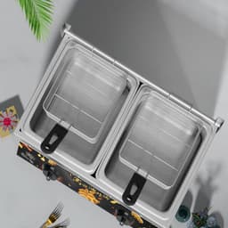 Commerciële Friteuse - Dubbele Mand - Thuis en zakelijk - Verstelbare Vuurkracht - 23L Capaciteit - Zilverkleurig — thumbnail 2