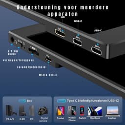 KAD® Portable Monitor - Draagbare Monitor voor Laptop - Ultra-Slank Tweede Scherm - Zwart - 1cm x 36cm x 22cm — thumbnail 4