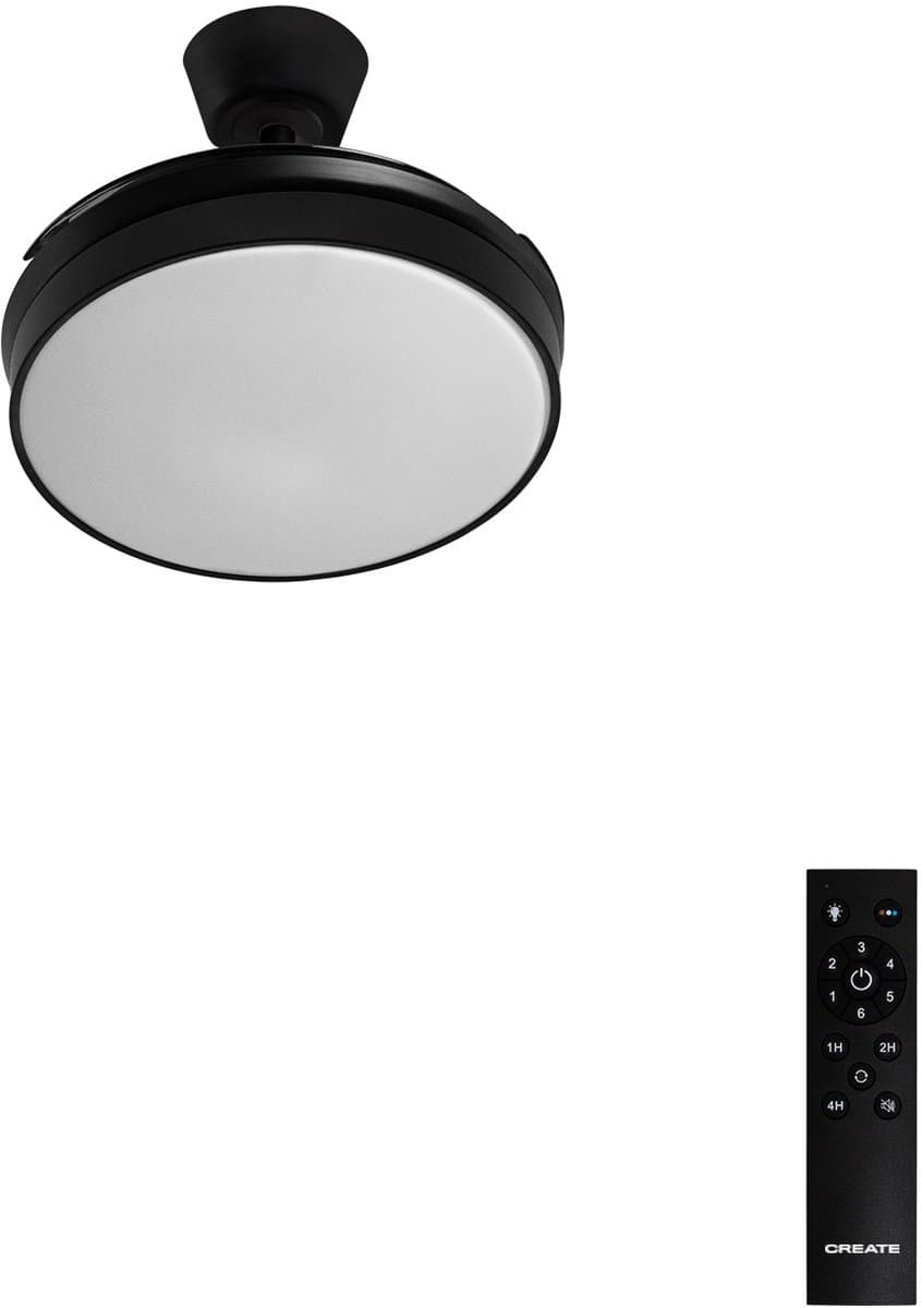CREATE - Plafondventilator 40W stille intrekbare bladen Ø91cm met licht - Zwart - Afstandsbediening - WIND CLEAR — afbeelding 1