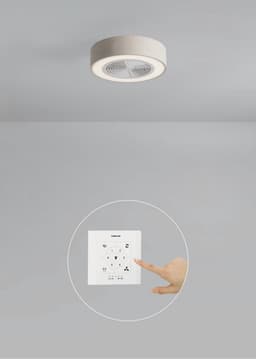 CREATE - Stille plafondventilator 40W (Ø50cm) met verborgen bladen en LED-verlichting - Met licht - Controller voor wandmontage + Afstandsbediening - 6 snelheden - Programmeerbaar - WIND CLEAR EASY — thumbnail 1