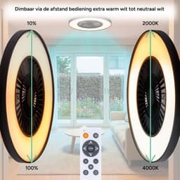 Proventa Premium Plafondventilator met lamp 60 cm - Zomer- en winterstand met afstandsbediening - Plafondlampen met Ventilator & Lamp - Zwart — thumbnail 5