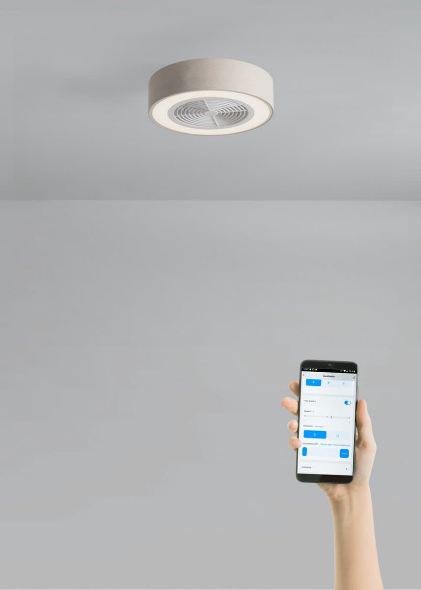 CREATE - Stille plafondventilator 40W (Ø50cm) met verborgen bladen en LED-verlichting - Met WiFi + Afstandsbediening - 6 snelheden - Programmeerbaar - WIND CLEAR EASY — afbeelding 1