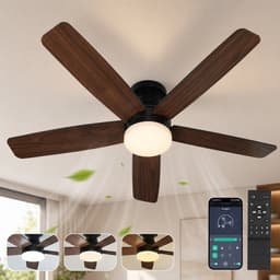 Rosnek Plafondventilator met Lamp - Ø106 cm - Ventilator Plafond met Dubbelzijdige Bladen - LED Plafondlamp Dimbaar - Afstandsbediening & App - 6 Snelheden - Stille DC Motor — thumbnail 1