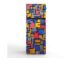 NUNKI MEDIUM-FMOND / Dubbel-Deurs Koelkast, E Klasse, 206l, Piet Mondriaan, Satin (FRONT only)