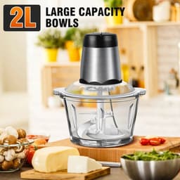 Hutjemutje - foodprocessor - keukenmachine - hakmolen - 2L - multifunctionele kleine keukenmachine - met 2 snelheden & 4 messen — thumbnail 4
