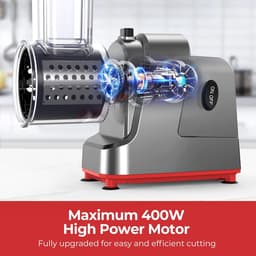 Elektrische Kaasrasp - Keukenmachine Groentesnijder - Snel Groenten Snijden - 5 Verwisselbare Messen - 250W Vermogen - Zilver — thumbnail 4