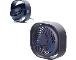 KZQ USB mini ventilator tafelventilator geluidsarm 3 standen blauw