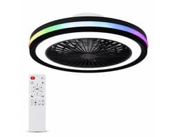 Plafondventilator met Verlichting 50 cm – Fluisterstil – Slimme RGB LED Lamp – App & Afstandsbediening – Google Home & Alexa – 6 Snelheden – Zomer & Winterstand