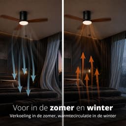 FlinQ Venturo Smart Plafondventilator met Verlichting - Ventilator voor aan het Plafond - Ideaal voor op de Slaapkamer - Bestuurbaar met App of Afstandsbediening — thumbnail 1