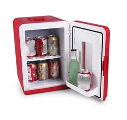 KZQ Mini koelkast 15 liter 2-in-1 minibar koel en warm AC/DC 230V/12V draagbaar zwart zwarte glazen deur voor auto kantoor camping thuis eten drinken — thumbnail 2