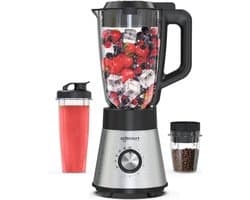 Keuken Blender - Smoothie Maker - Gezond Mixen - 5 Programma's - 1.5L Kan - Zilver