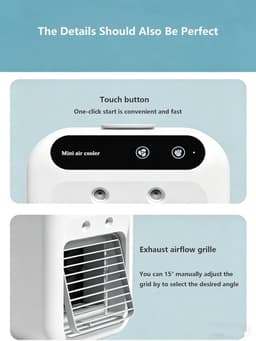 Mobiele Airco - Ventilator - Draagbare Mini Aircooler - Evaporatieve Ventilator met 2 Snelheden - 500ml Waterreservoir - Stil 20dB — thumbnail 2