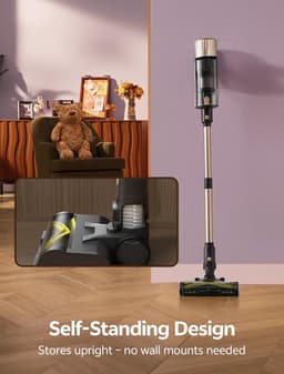 Draadloze Stofzuiger - Steelstofzuiger Verticale - Huis Grondig Schoonmaken - Zelfdragend Design - 65 Min Looptijd - Champagne — thumbnail 5